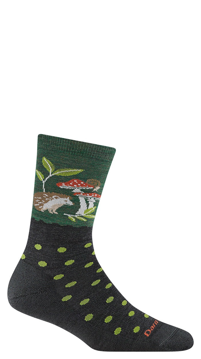 Women's Darn Tough Socks style name Wildlife Light Crew in color Hedgehog Moss. Sku: 6105-HEDGEHOG