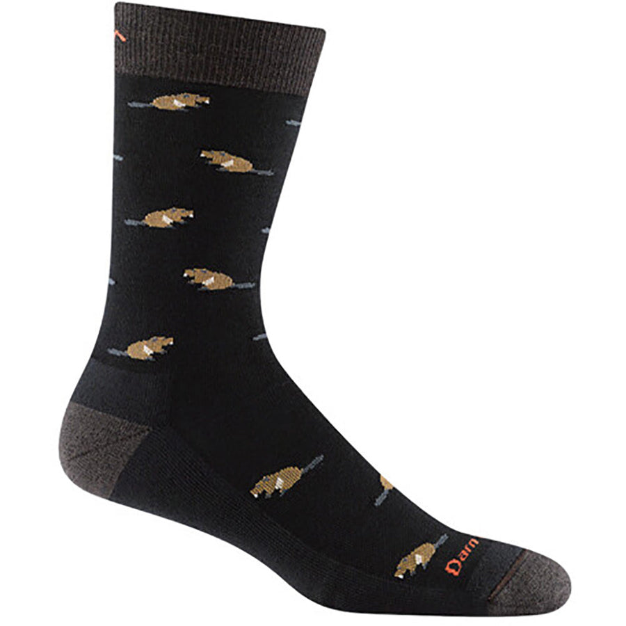 Men's Darn Tough Socks style name Sawtooth Crew Light Cushion in color Black. Sku: 6107-BLACK