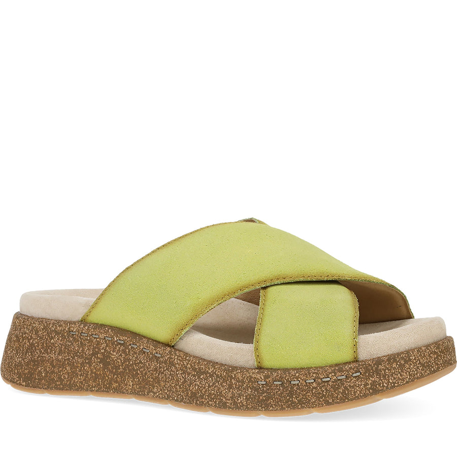 Quarter Turn Women's Bridget Footwear in Lime Burnished Suede. Sku: 7012460300