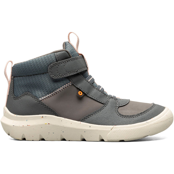 Quarter turn view Kid's Bogs Footwear style name Skyline Tall in color Gray Multi. Sku: 73062K-062