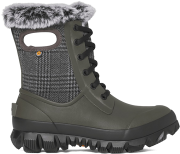 Quarter turn view Women's Bogs Footwear style name Arcata Plaid in color CEMENT MLT. Sku: 73435-054