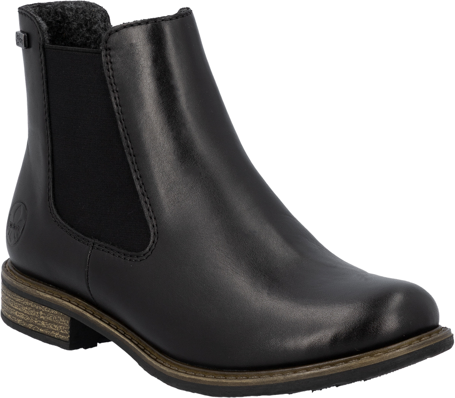 Quarter turn view Women's Rieker Footwear style name Ornella 70 Waterproof in color BLACK. Sku: 74870-00