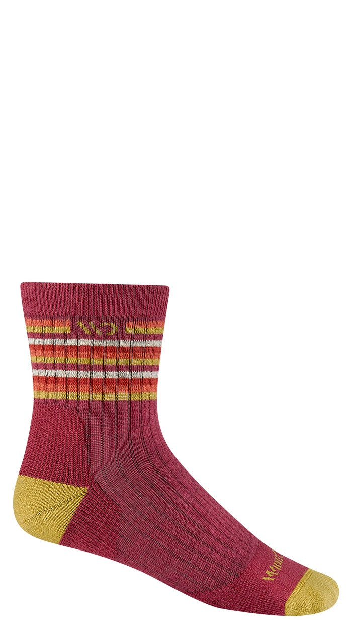 Women's Wide Open Socks style name Multi Stripe Cushion Micro Crew in color Cranberry. Sku: 9502-CRANBERRY