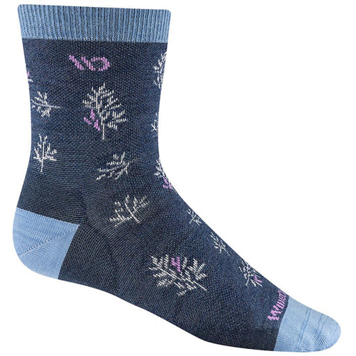 Quarter turn view Women's Wide Open Sock style name Foliage Light Micro Crew in color Denim    . Sku: 9503-DENIM