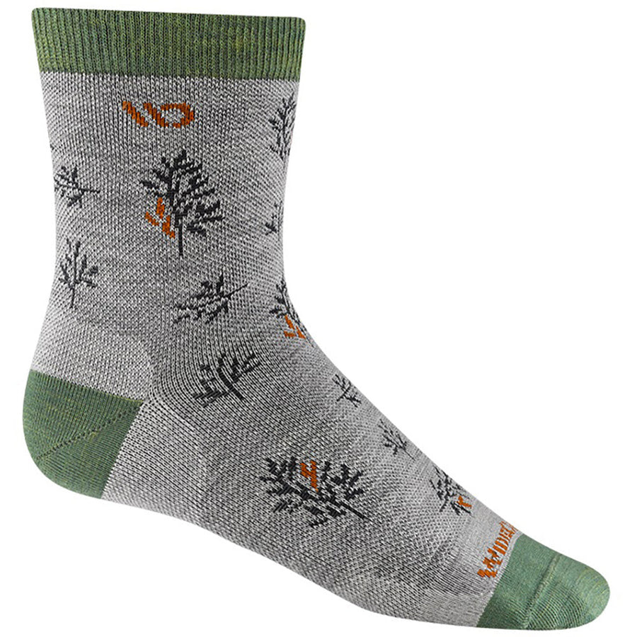 Quarter turn view Women's Wide Open Sock style name Foliage Light Micro Crew in color Light Gray. Sku: 9503-LIGHTGRAY