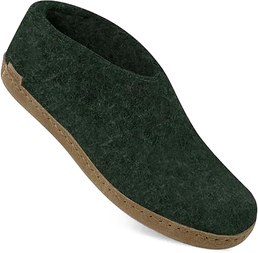 Quarter turn view Women's Glerups Footwear style name Shoe Leather in color FOREST. Sku: A-09