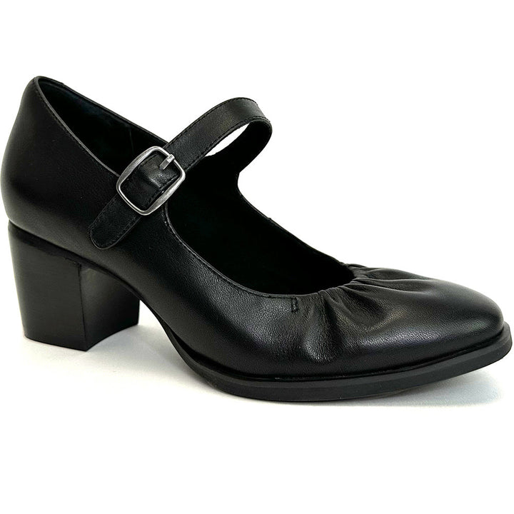 Quarter turn view Women's Aetrex Footwear style name Sara in color Black. Sku: AH200