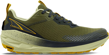 Quarter turn view Men's Altra Footwear style name Experience Wild 2 in color DSTY OLIVE. Sku: AL0A85RX-315