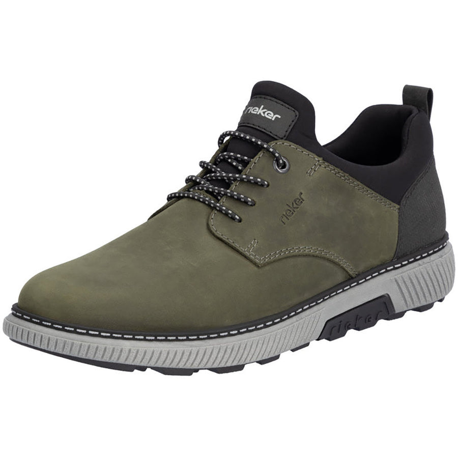 Quarter turn view Men's Rieker Footwear style name Stan 60 in color Moor/ Schwarz. Sku: B3360-54