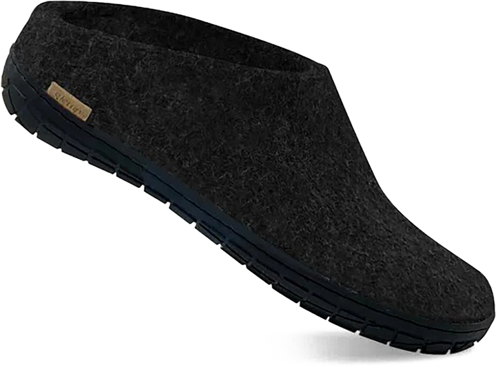 Quarter turn view Women's Glerups Footwear style name Slip-On Rubber in color CHARCOAL. Sku: BR-02