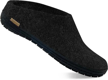 Quarter turn view Women's Glerups Footwear style name Slip-On Rubber in color CHARCOAL. Sku: BR-02