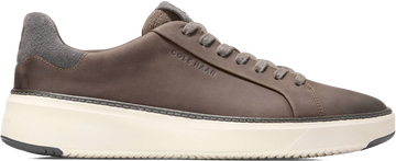 Quarter turn view Men's Cole Haan Footwear style name Grandpro Topspin Sneaker in color MOREL NUBUCK. Sku: C42222