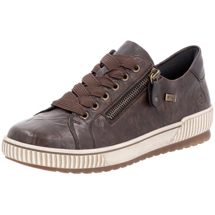 Quarter turn view Women's Remonte Footwear style name Maditta 00 Low in color Havanna. Sku: D0700-25