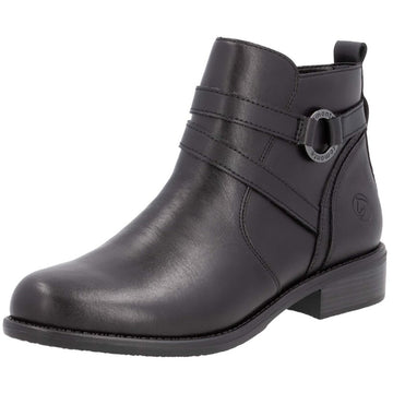 Quarter turn view Women's Remonte Footwear style name Arielle 77 in color Black. Sku: D0F77-00