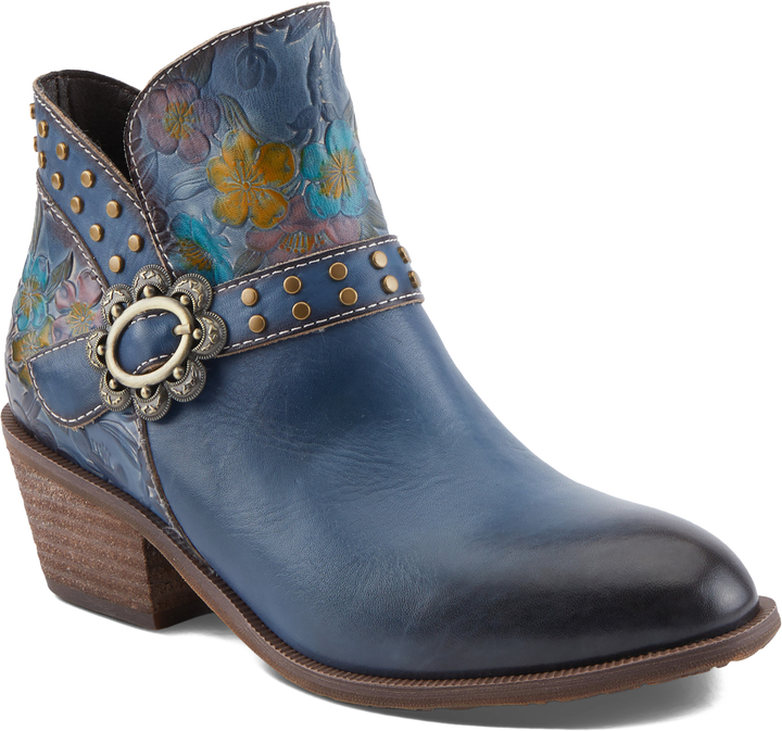 Quarter turn view Women's L'Artiste Footwear style name Daintylady in color BLUE MULTI. Sku: DAINTYLADY-BLUM