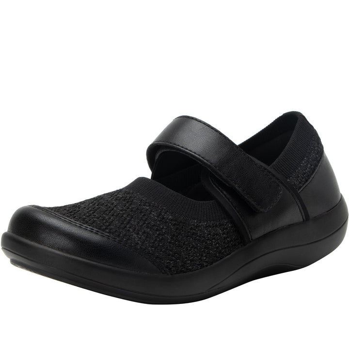 Quarter turn Women's Alegria Footwear style name Dinamo in color Black Mult. Sku: DMO-5006