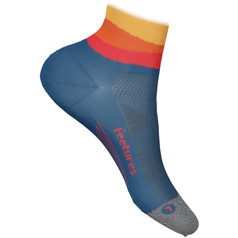 Quarter turn view Unisex Feetures Sock style name Elite Light Cushion Quarter in color Solar Ascent. Sku: E204672