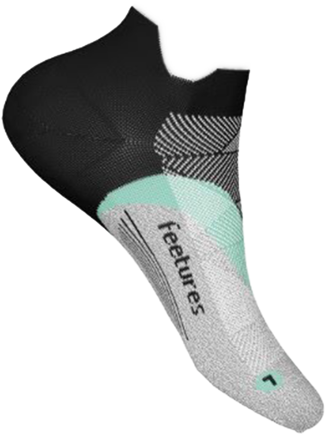 Quarter turn view Unisex Feetures Sock style name Elite Light Cushion No Show in color Mint Chip. Sku: E5090861