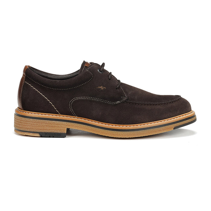 Quarter turn view Men's Fluchos Footwear style name Kasper Afelpado Oxford in color Cafe. Sku: F1819-AFEL