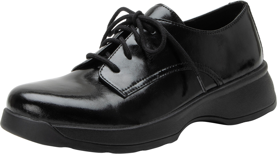 Quarter turn view Women's Alegria Footwear style name Joclyn in color Dapper Black. Sku: JCL-6329