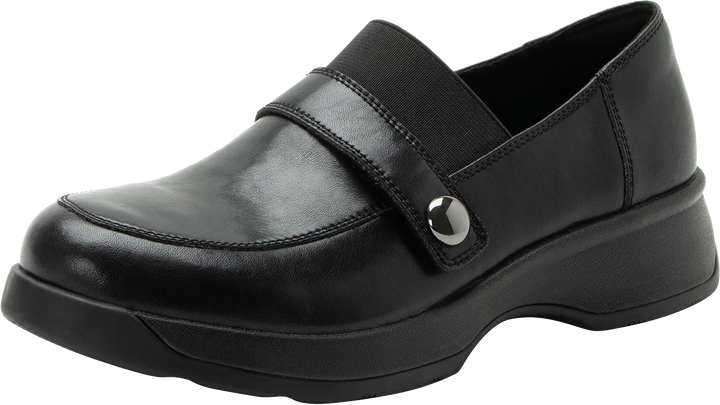Quarter turn view Women's Alegria Footwear style name Janna in color INK. Sku: JNN-6109