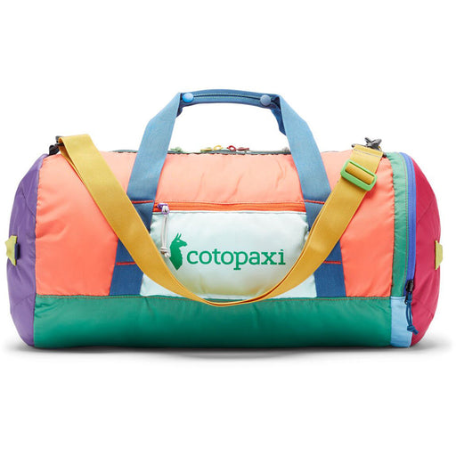 Quarter turn view Unisex Cotopaxi Hand Bag style name Ligera 32L Duffel Bag in color Del Dia. Sku: L32-F24-DD