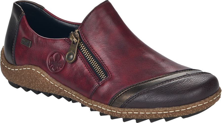Quarter turn view Women's Rieker Footwear style name Liv 71 So in color HAVAN/AN/V. Sku: L7571-25