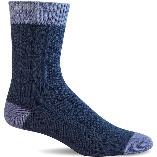 Quarter turn view Women's Sockwell Sock style name Chunky Cable in color Denim    . Sku: LD221W-650