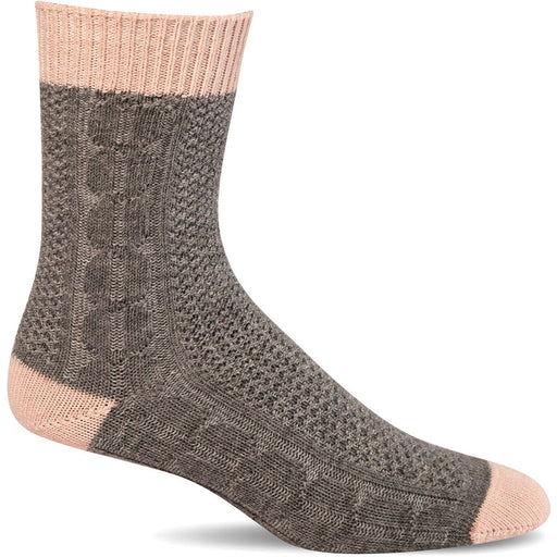 Quarter turn view Women's Sockwell Sock style name Chunky Cable in color Grey. Sku: LD221W-800