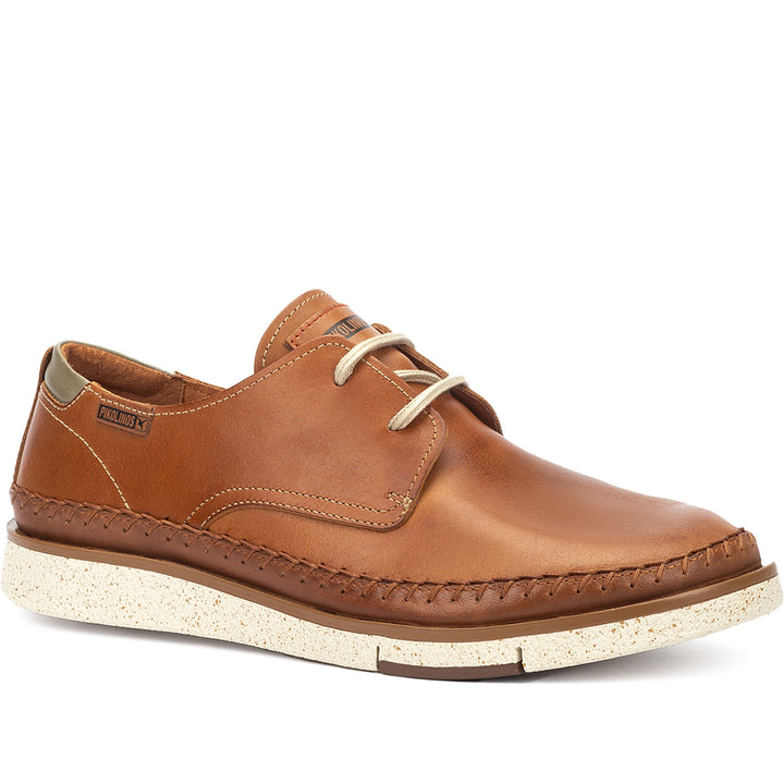 Quarter turn Men's Pikolinos Footwear style name San Juan 4275C1 in color Brandy. Sku: M6L-4275C1BRA