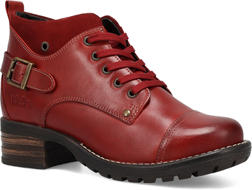 Quarter turn view Women's Taos Footwear style name Mini Crave in color RED. Sku: MCR-14212RED