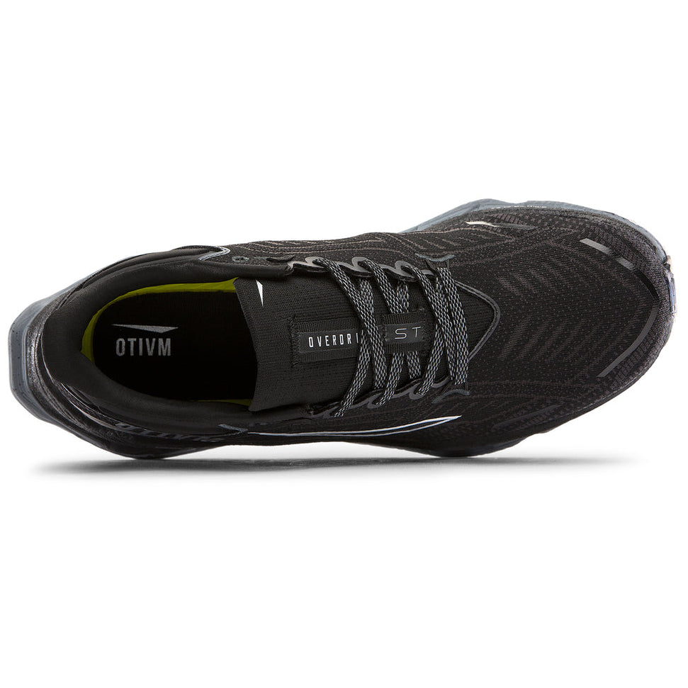 Black athletic shoe on a white background