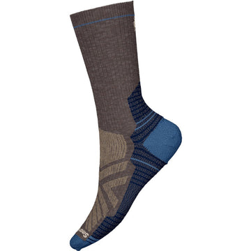 Quarter turn view Men's Smartwool Sock style name Hike Light Cushion Crew in color Taupe Laguna Blue. Sku: SW001614P31