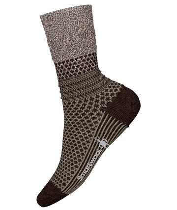 Women's Smartwool Socks style name Cozy Popcorn Cable Crew in color Taupe-natural Marl. Sku: SW001843G26