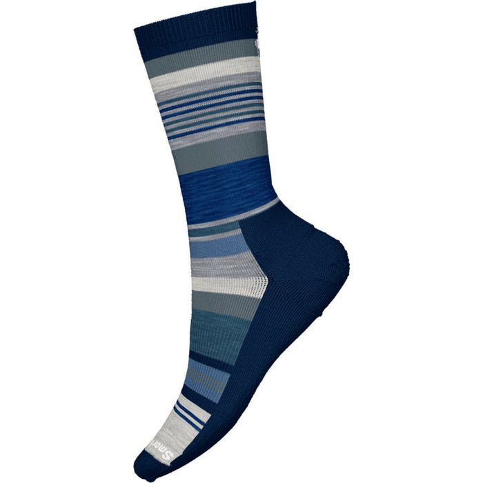 Quarter turn view Women's Smartwool Sock style name Everyday Joviansphere Crew in color Deep Navy. Sku: SW001991092