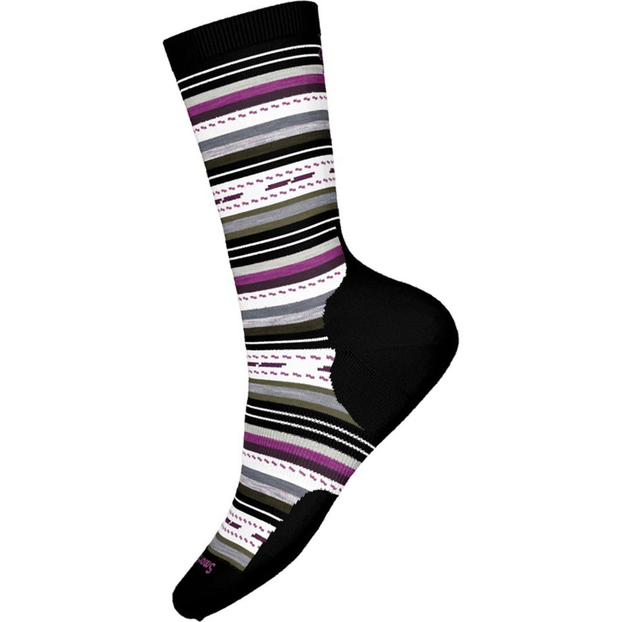 Quarter turn view Women's Smartwool Sock style name Everyday Margarita Crew in color White. Sku: SW002091122