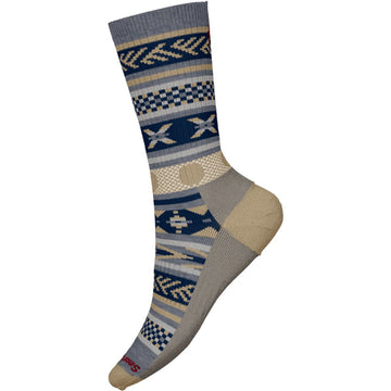 Quarter turn view Men's Smartwool Sock style name Cabin Games Crew in color Med Gray. Sku: SW002511052