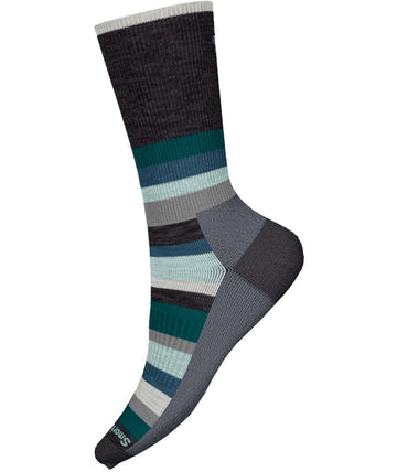 Women's Smartwool Socks style name Multi-stripe Crew in color Charcoal. Sku: SW002873003