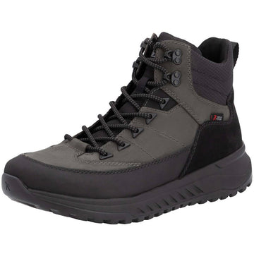 Quarter turn view Men's R-Evolution Footwear style name Anthony 74 in color Black/ Cenere. Sku: U0174-42