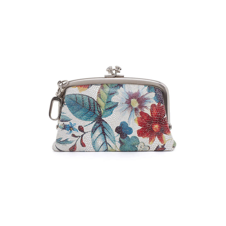 Quarter turn view Women's Hobo Hand Bag style name Cheer Frame Pouch in color Botanic Print. Sku: VI-34033BTNC