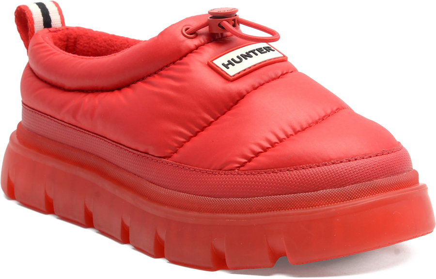 Quarter turn view Women's Hunter Footwear style name Hw Madi in color MEDIUM RED. Sku: WMADI-MRE01