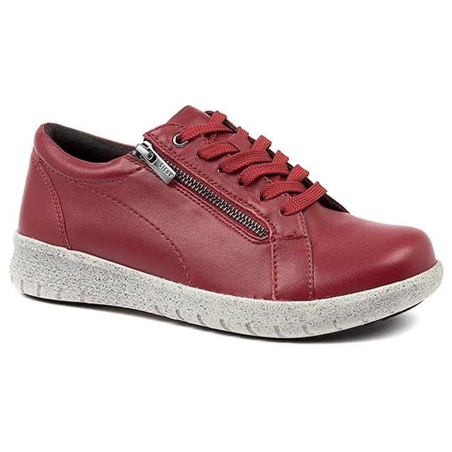 Quarter turn view Women's Ziera Footwear style name Solar-XF in color Pinot Leather. Sku: ZR10058RAPLE