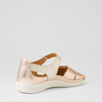 Rose gold sandal on a light gray background
