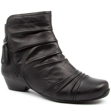 Quarter turn view Women's Ziera Footwear style name Camryn-W in color Black Leather. Sku: ZR10953BLALE