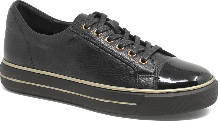 Quarter turn view Women's Ziera Footwear style name Koma W in color BLACK PAT. Sku: ZR11114BLAS5