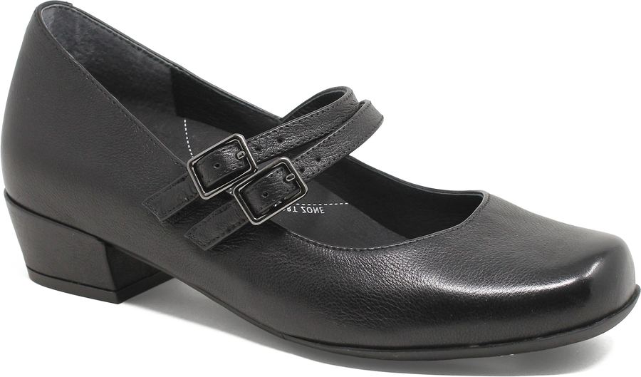 Quarter turn view Women's Ziera Footwear style name Qevra W in color BLACK LTHR. Sku: ZR11178BLALE