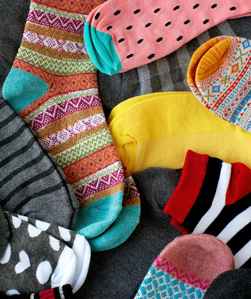 A colorful assortment of socks.