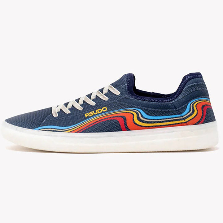 Quarter view Men's Psudo Footwear style name Nova Cruiser in color Navy Swirl. Sku: 033-3