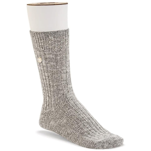 Quarter view Women's Birkenstock Sock style name Cotton Slub in color Gray/ White. Sku: 1008032
