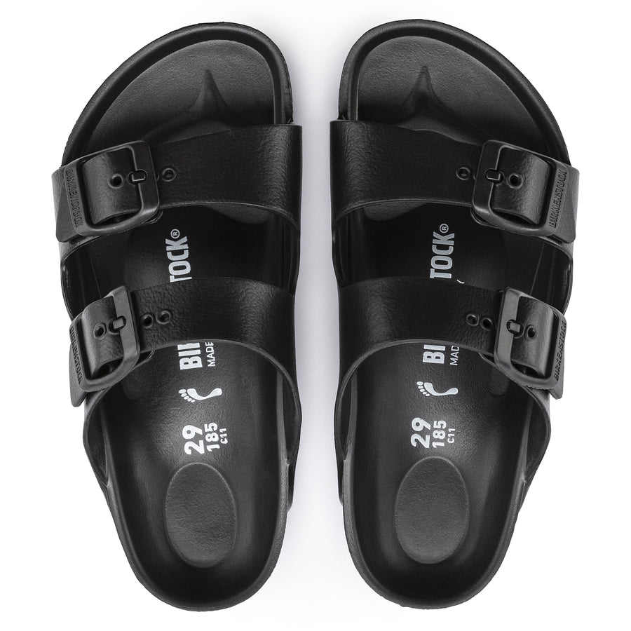 Top  view Kid's Birkenstock Footwear style name Arizona Eva Kids Narrow in color Black. Sku: 1018926